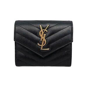 Saint Laurent Trifold Wallet Monogram Compact Threefold Wallet Textured